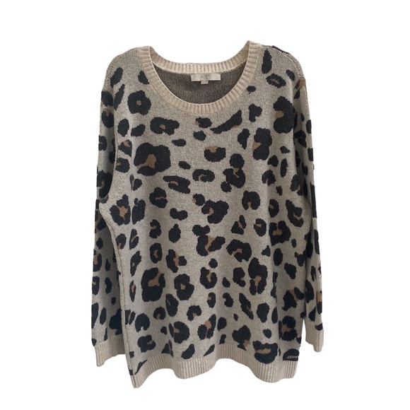 LOFT PLUS Leopard Print Jacquard Sweater Size 22/24 - Picture 2 of 8